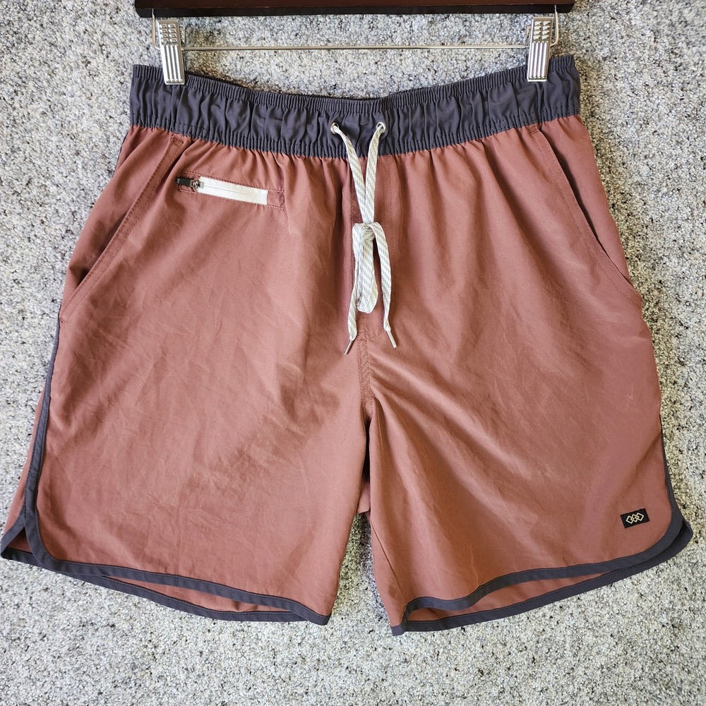 LEG3ND Discovery Shorts Mens L Brown Active‎ Stretch Running Zipper Pocket EUC
